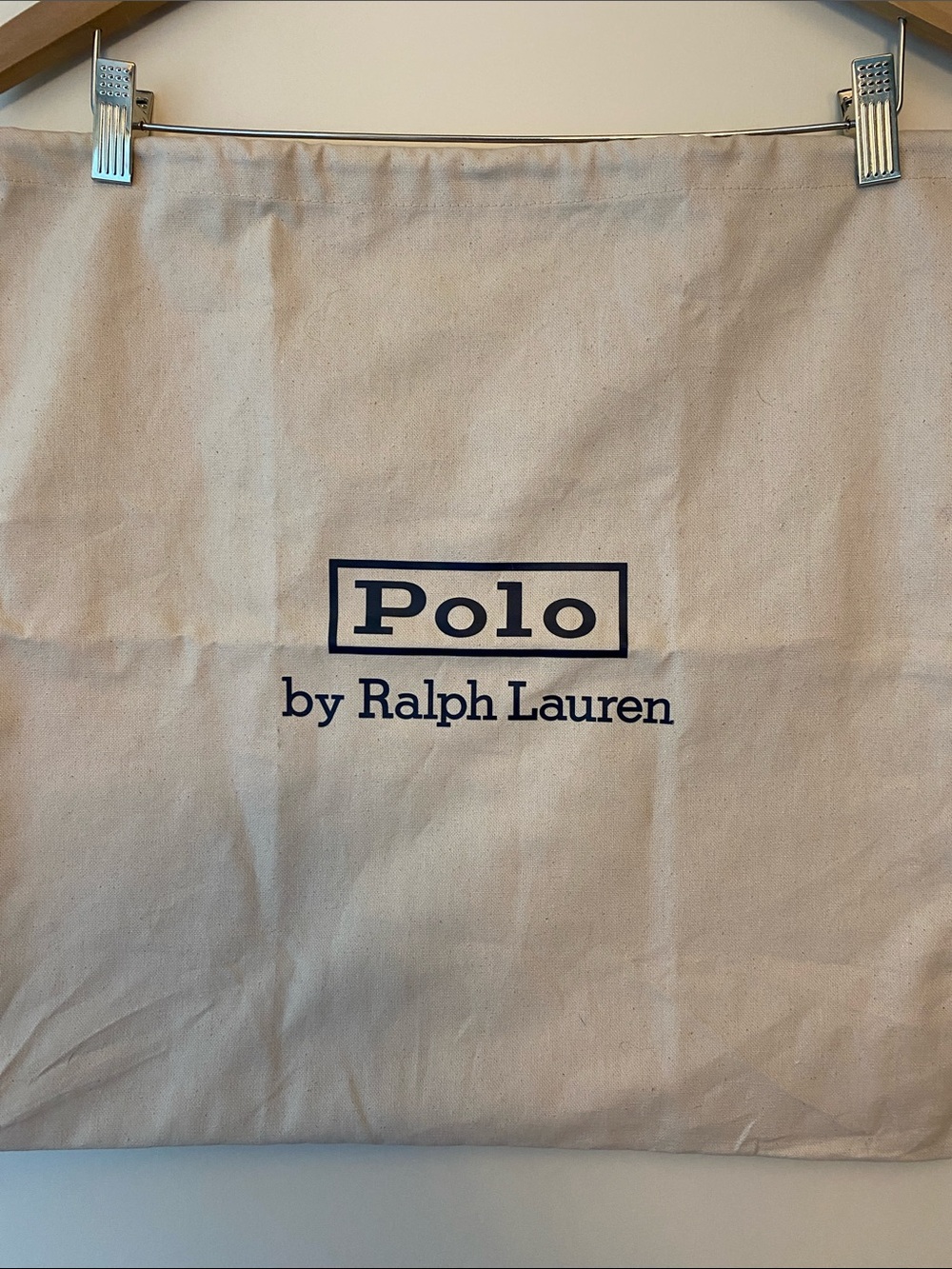 Polo by Ralph Lauren Natural Canvas dust bag with Navy Logo